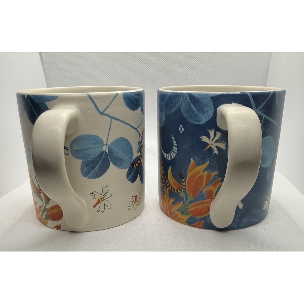 2 Nicobar Global Nadi Straight Mugs Stoneware Oatmeal With Tigers‎ Hand Painted - Picture 2 of 4
